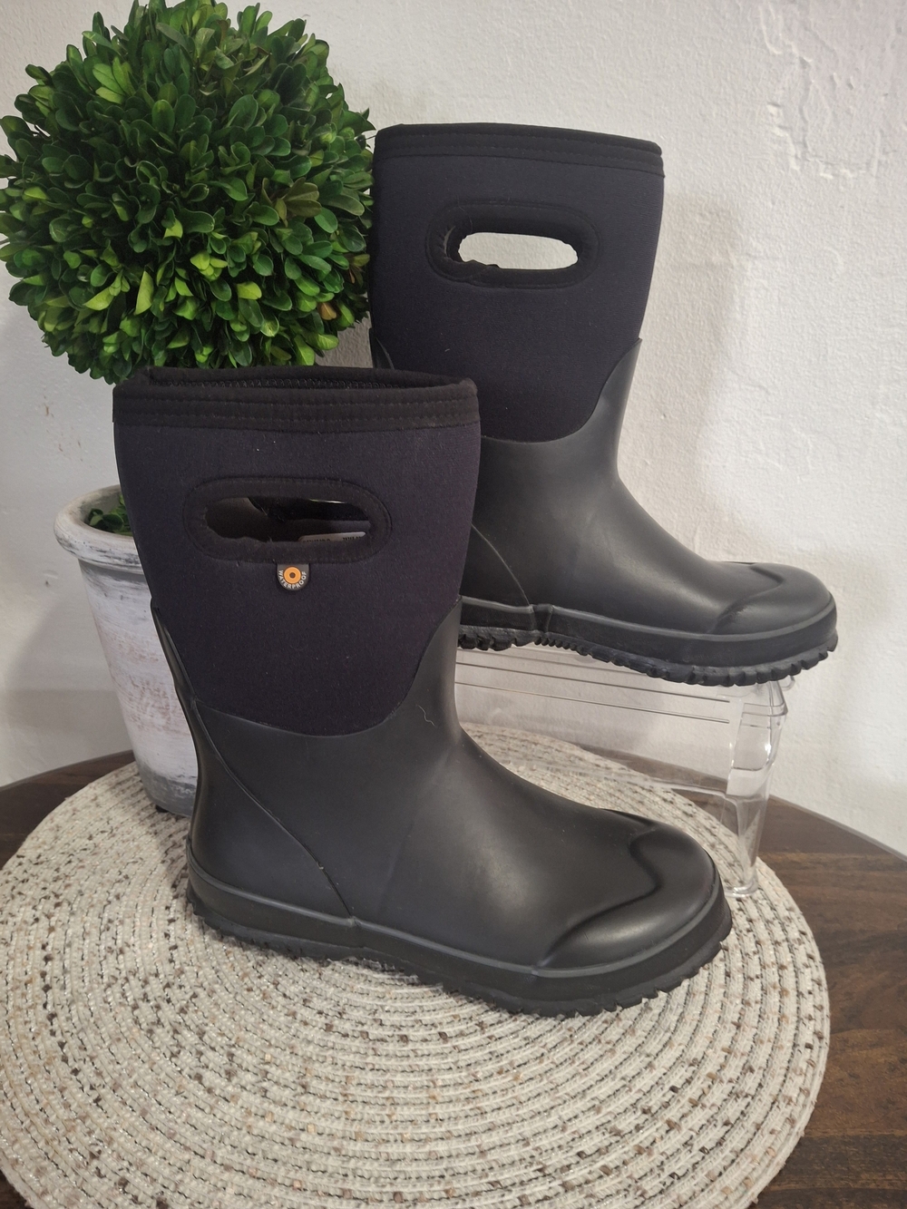Kid's Bogs Black Waterproof Pull-On Rain/Snow Boots Size 3.